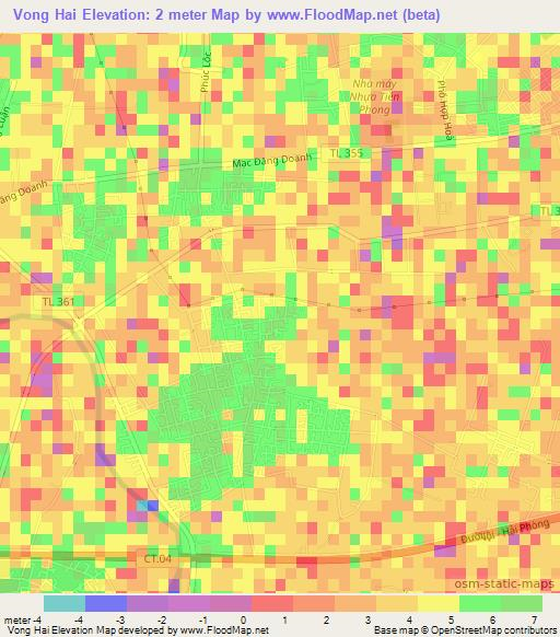 Vong Hai,Vietnam Elevation Map