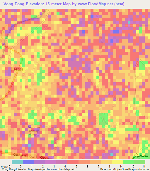 Vong Dong,Vietnam Elevation Map