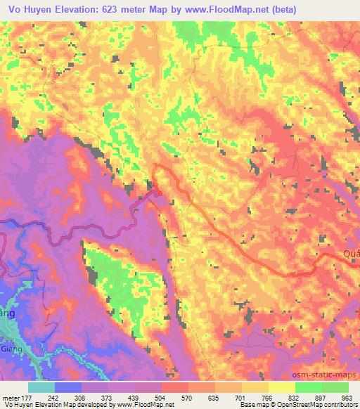 Vo Huyen,Vietnam Elevation Map