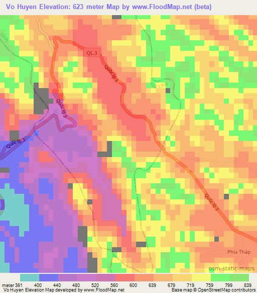 Vo Huyen,Vietnam Elevation Map