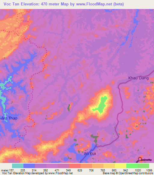 Voc Tan,Vietnam Elevation Map