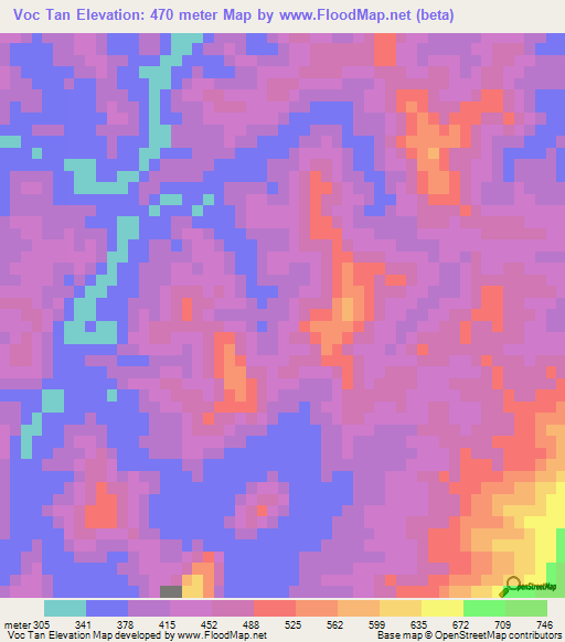 Voc Tan,Vietnam Elevation Map