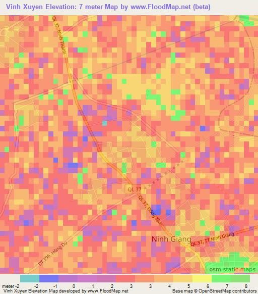 Vinh Xuyen,Vietnam Elevation Map