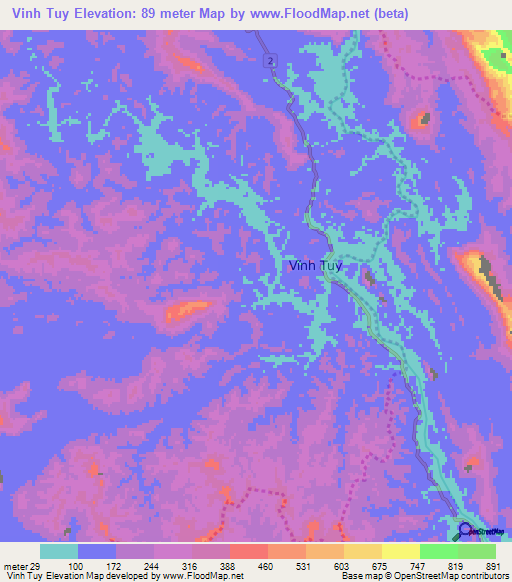 Vinh Tuy,Vietnam Elevation Map