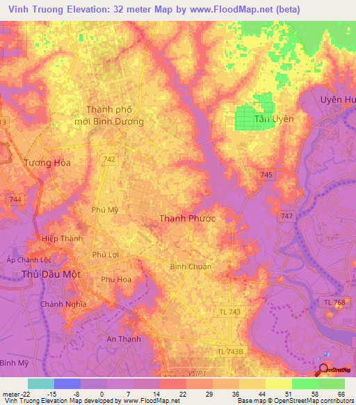 Vinh Truong,Vietnam Elevation Map