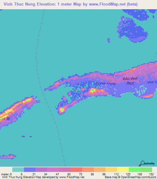 Vinh Thuc Nung,Vietnam Elevation Map