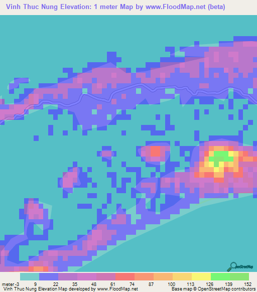 Vinh Thuc Nung,Vietnam Elevation Map