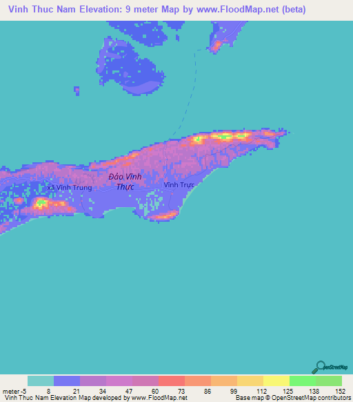 Vinh Thuc Nam,Vietnam Elevation Map