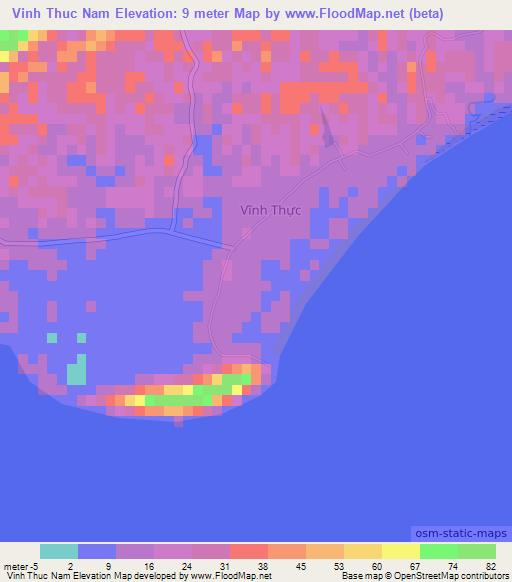 Vinh Thuc Nam,Vietnam Elevation Map