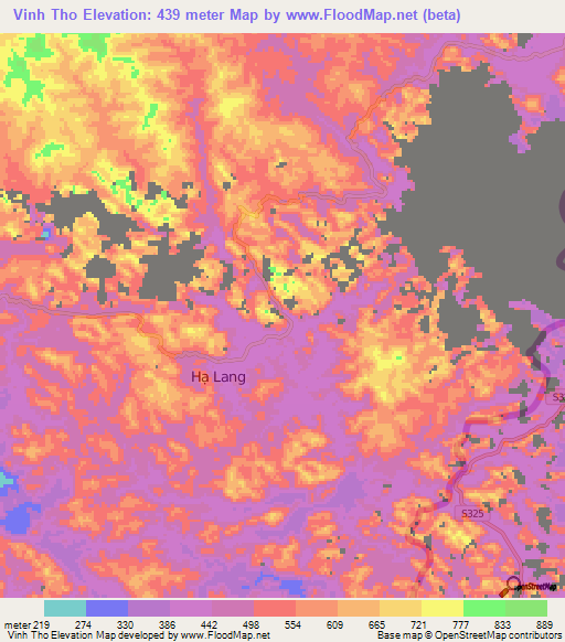 Vinh Tho,Vietnam Elevation Map