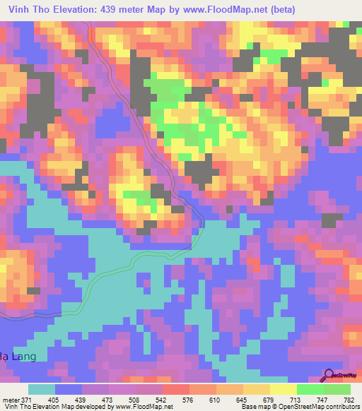 Vinh Tho,Vietnam Elevation Map