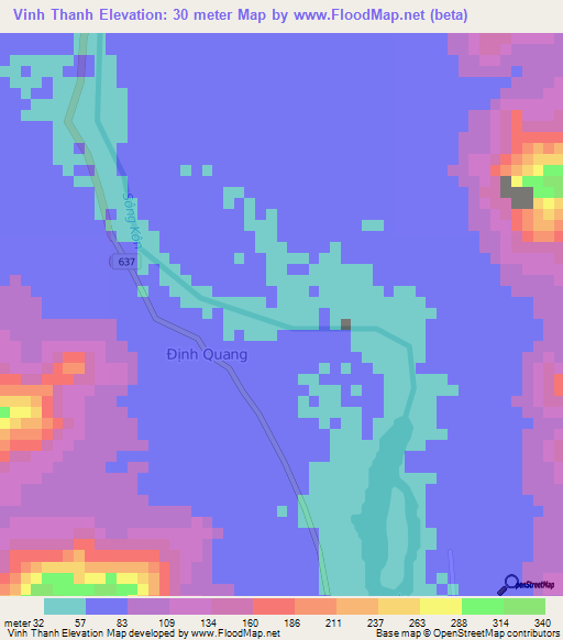 Vinh Thanh,Vietnam Elevation Map