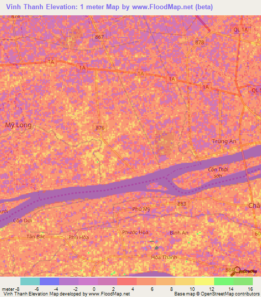 Vinh Thanh,Vietnam Elevation Map