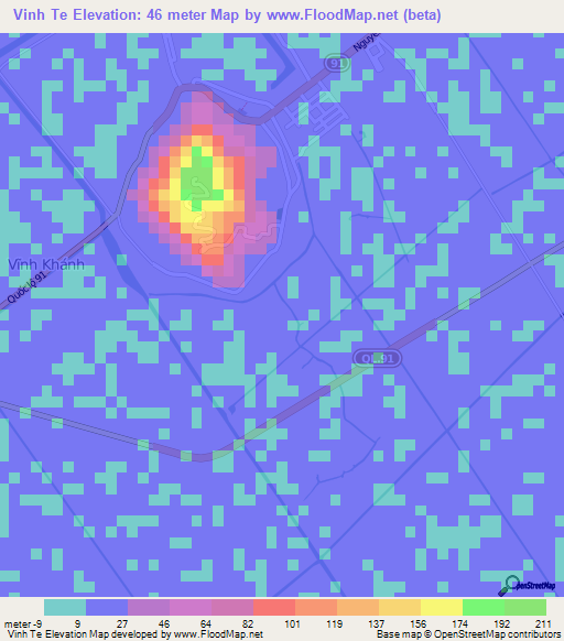 Vinh Te,Vietnam Elevation Map