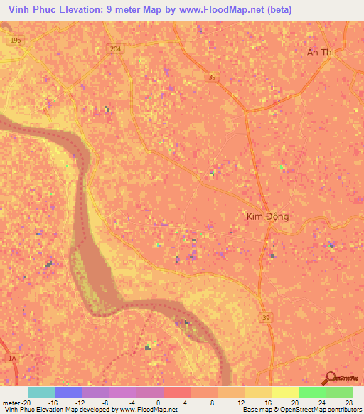 Vinh Phuc,Vietnam Elevation Map