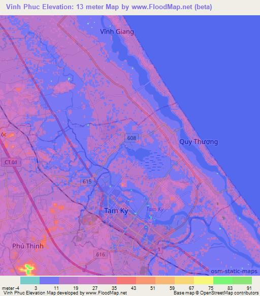 Vinh Phuc,Vietnam Elevation Map