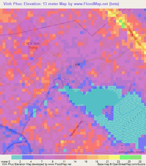 Vinh Phuc,Vietnam Elevation Map