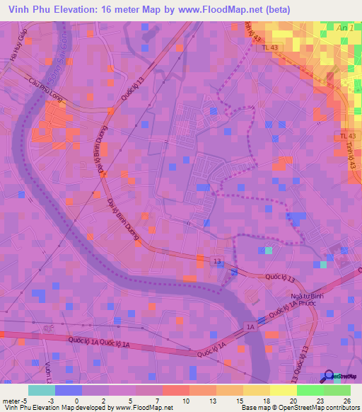 Vinh Phu,Vietnam Elevation Map