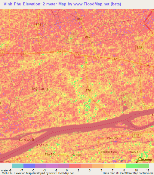 Vinh Phu,Vietnam Elevation Map