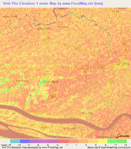 Vinh Phu,Vietnam Elevation Map