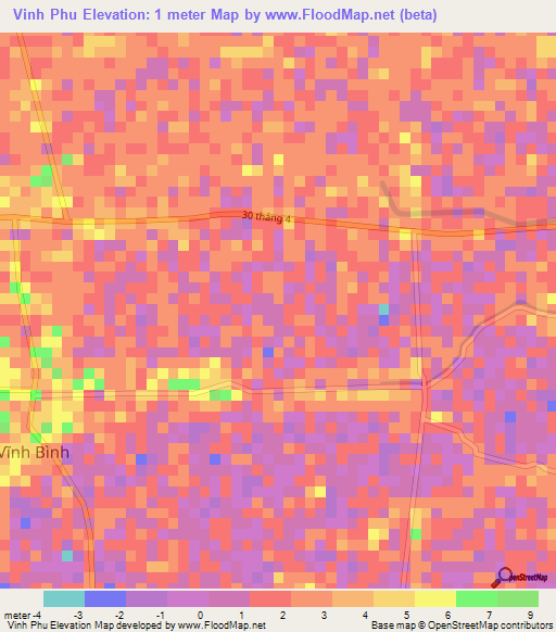 Vinh Phu,Vietnam Elevation Map