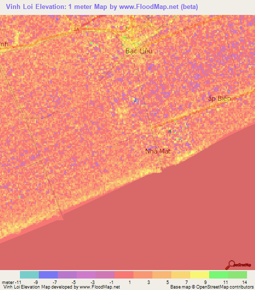 Vinh Loi,Vietnam Elevation Map