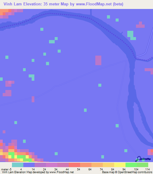 Vinh Lam,Vietnam Elevation Map