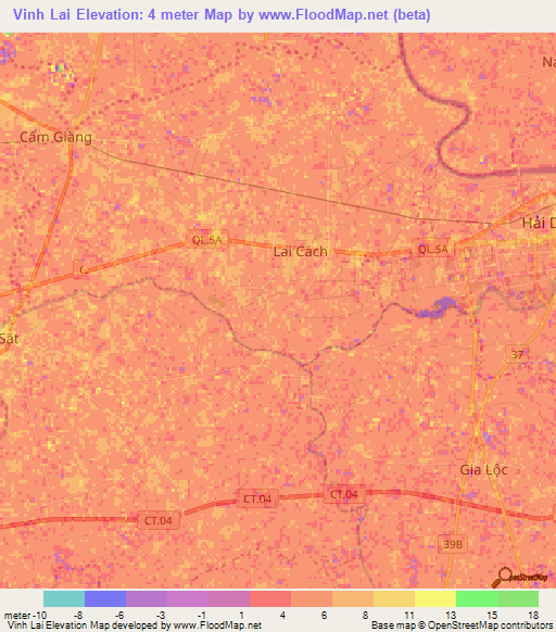 Vinh Lai,Vietnam Elevation Map