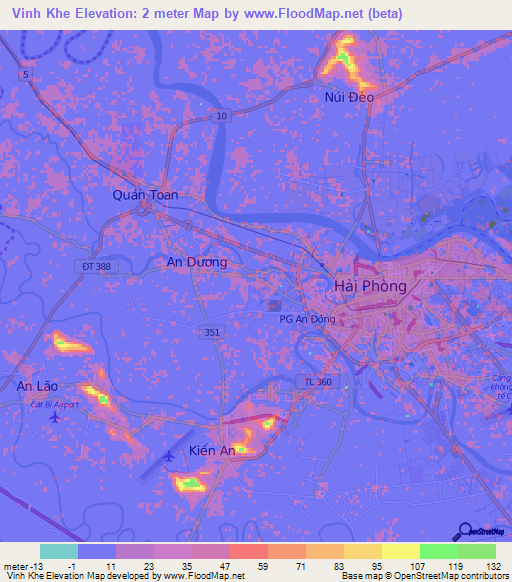 Vinh Khe,Vietnam Elevation Map