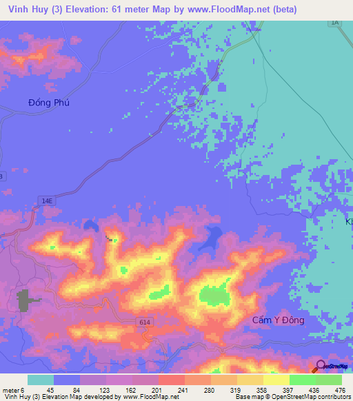 Vinh Huy (3),Vietnam Elevation Map