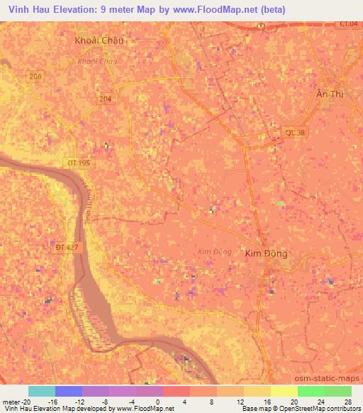 Vinh Hau,Vietnam Elevation Map