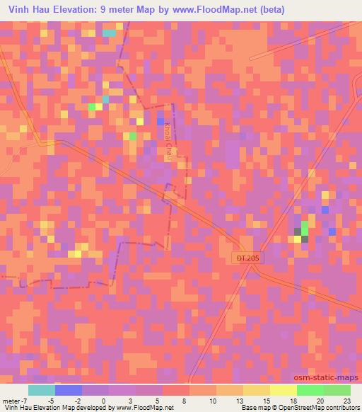Vinh Hau,Vietnam Elevation Map