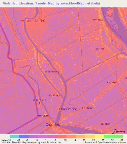 Vinh Hau,Vietnam Elevation Map