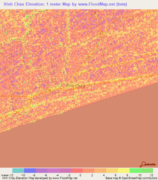 Vinh Chau,Vietnam Elevation Map