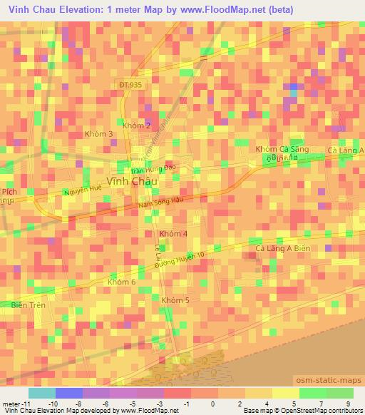 Vinh Chau,Vietnam Elevation Map