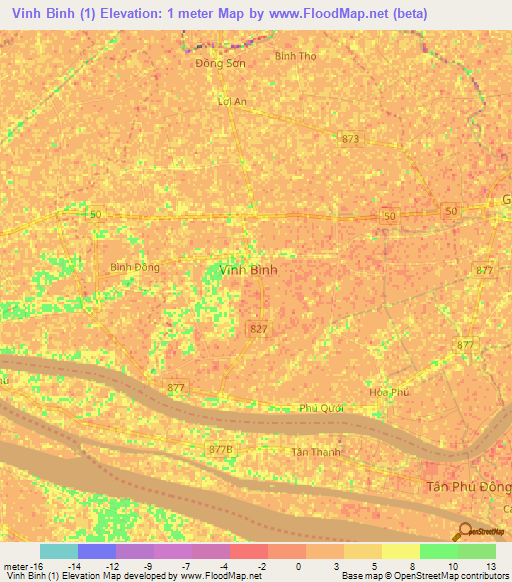 Vinh Binh (1),Vietnam Elevation Map