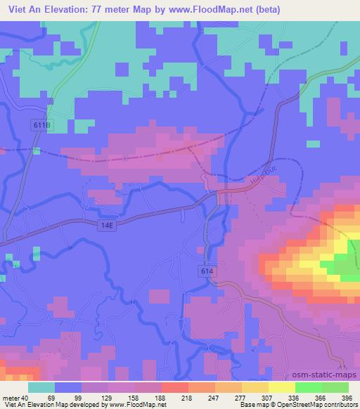 Viet An,Vietnam Elevation Map