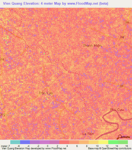 Vien Quang,Vietnam Elevation Map