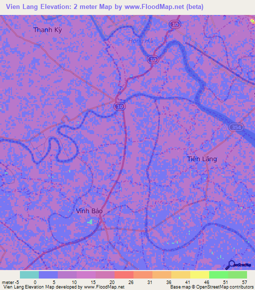 Vien Lang,Vietnam Elevation Map