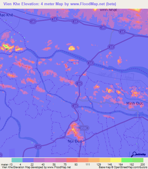 Vien Khe,Vietnam Elevation Map