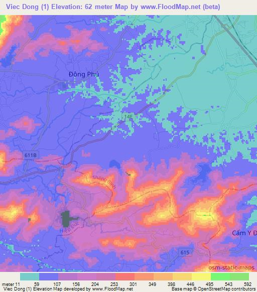 Viec Dong (1),Vietnam Elevation Map