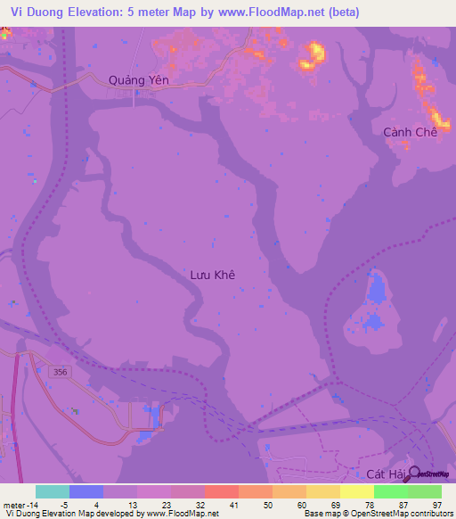 Vi Duong,Vietnam Elevation Map