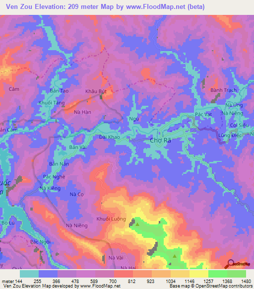 Ven Zou,Vietnam Elevation Map