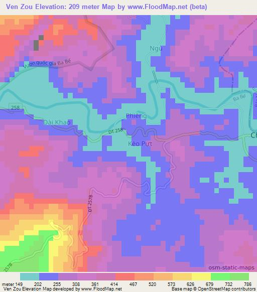 Ven Zou,Vietnam Elevation Map