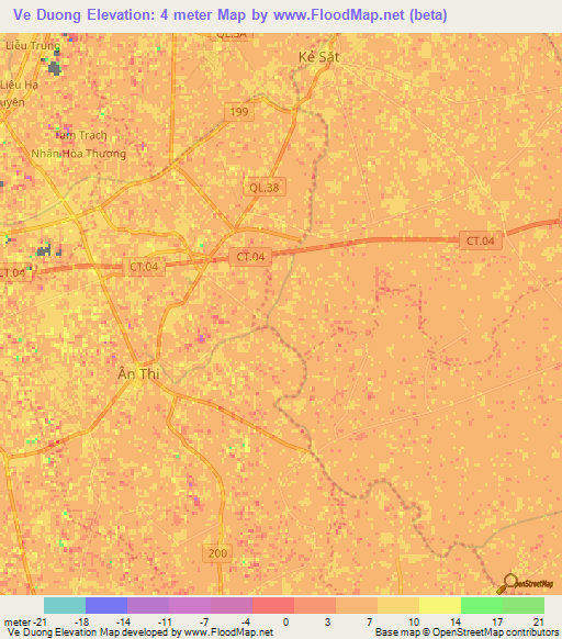 Ve Duong,Vietnam Elevation Map