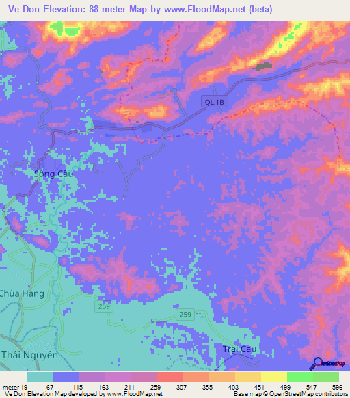 Ve Don,Vietnam Elevation Map