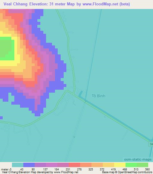 Veal Chhang,Vietnam Elevation Map