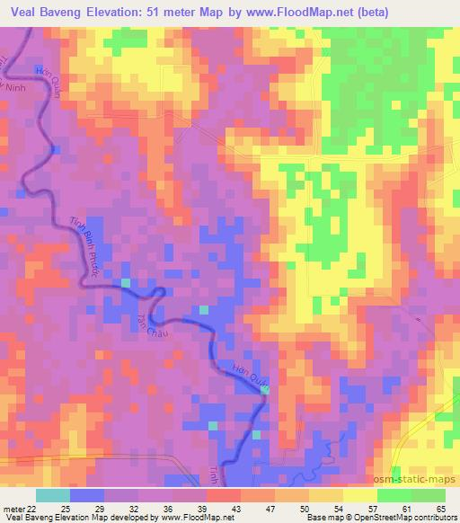 Veal Baveng,Vietnam Elevation Map