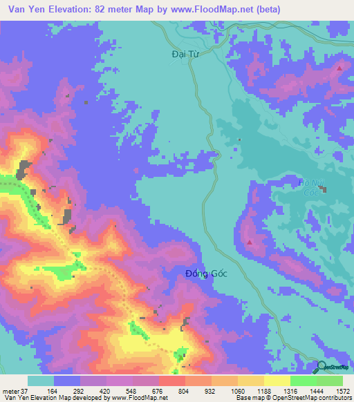 Van Yen,Vietnam Elevation Map