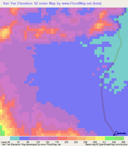 Van Yen,Vietnam Elevation Map